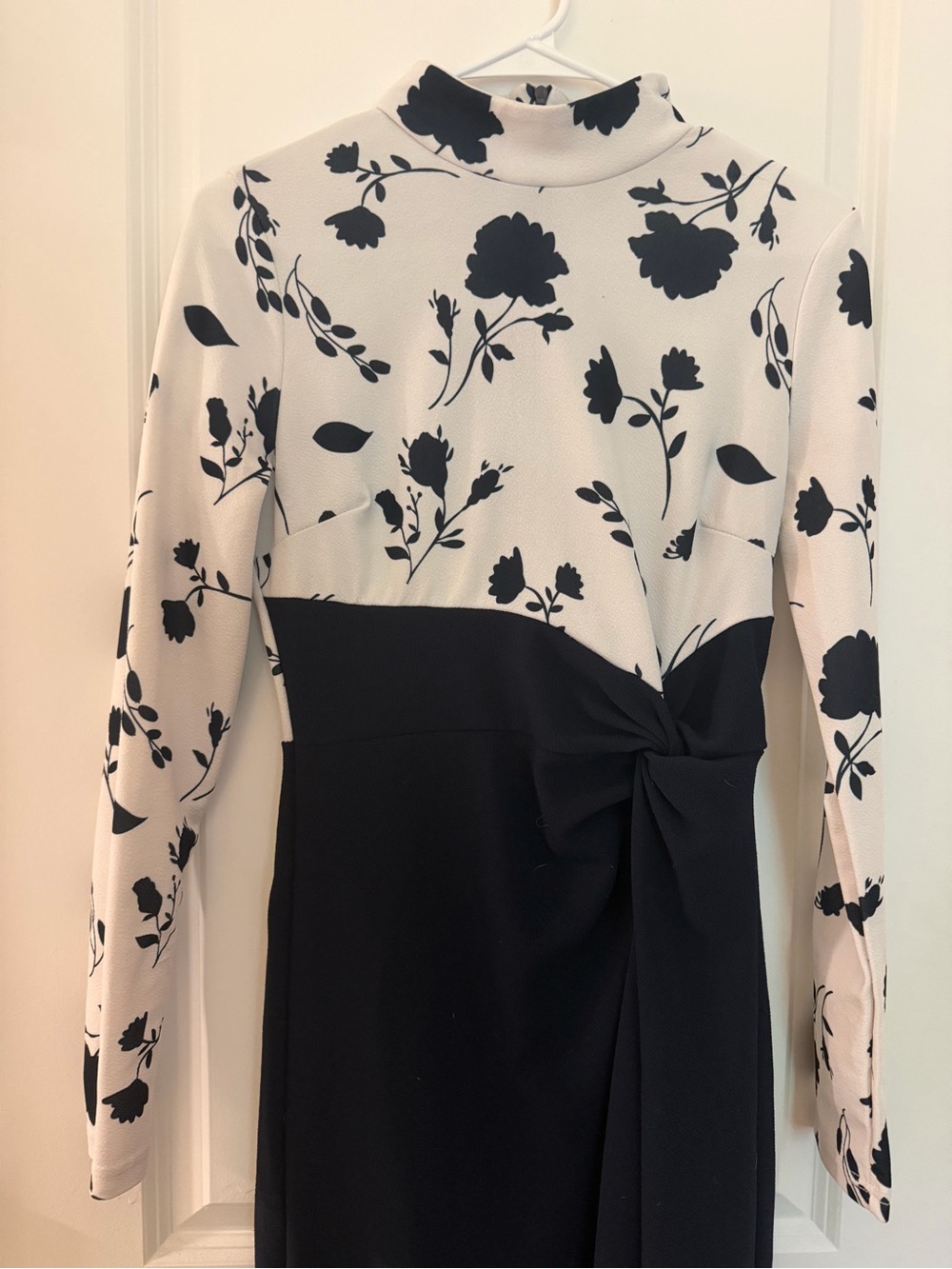 Navy & White Floral Twist-Waist Dress